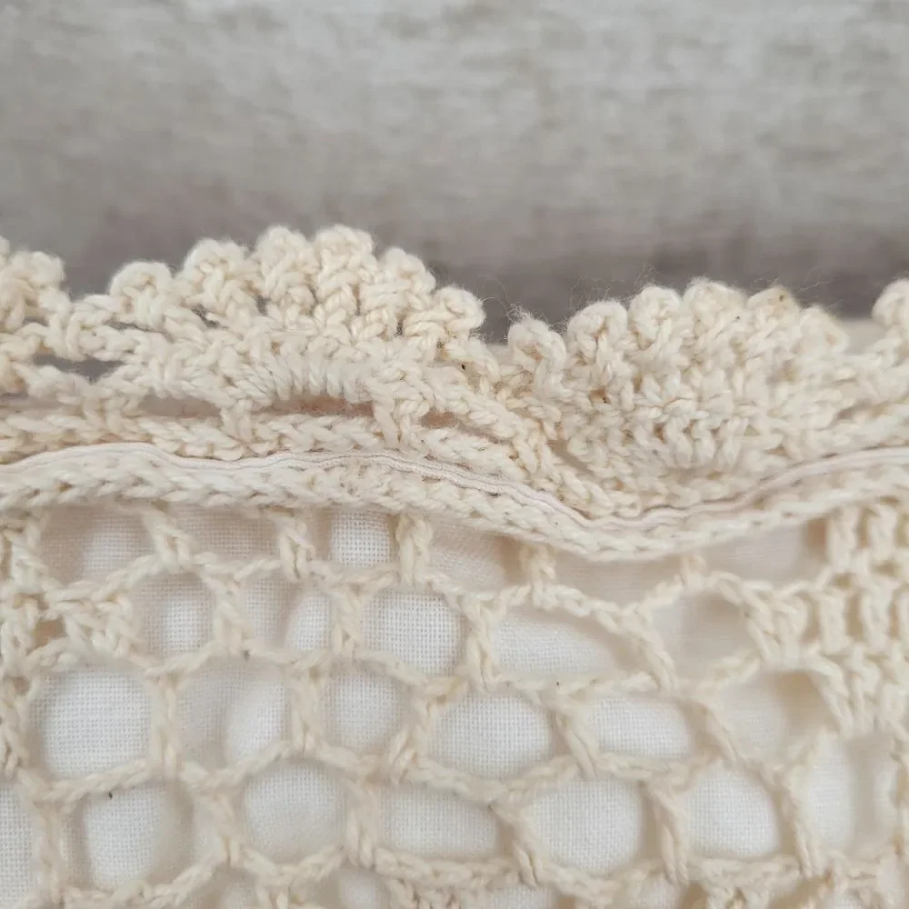 Vintage Cream Hand Crochet Lace Cotton Pillows Set of 2